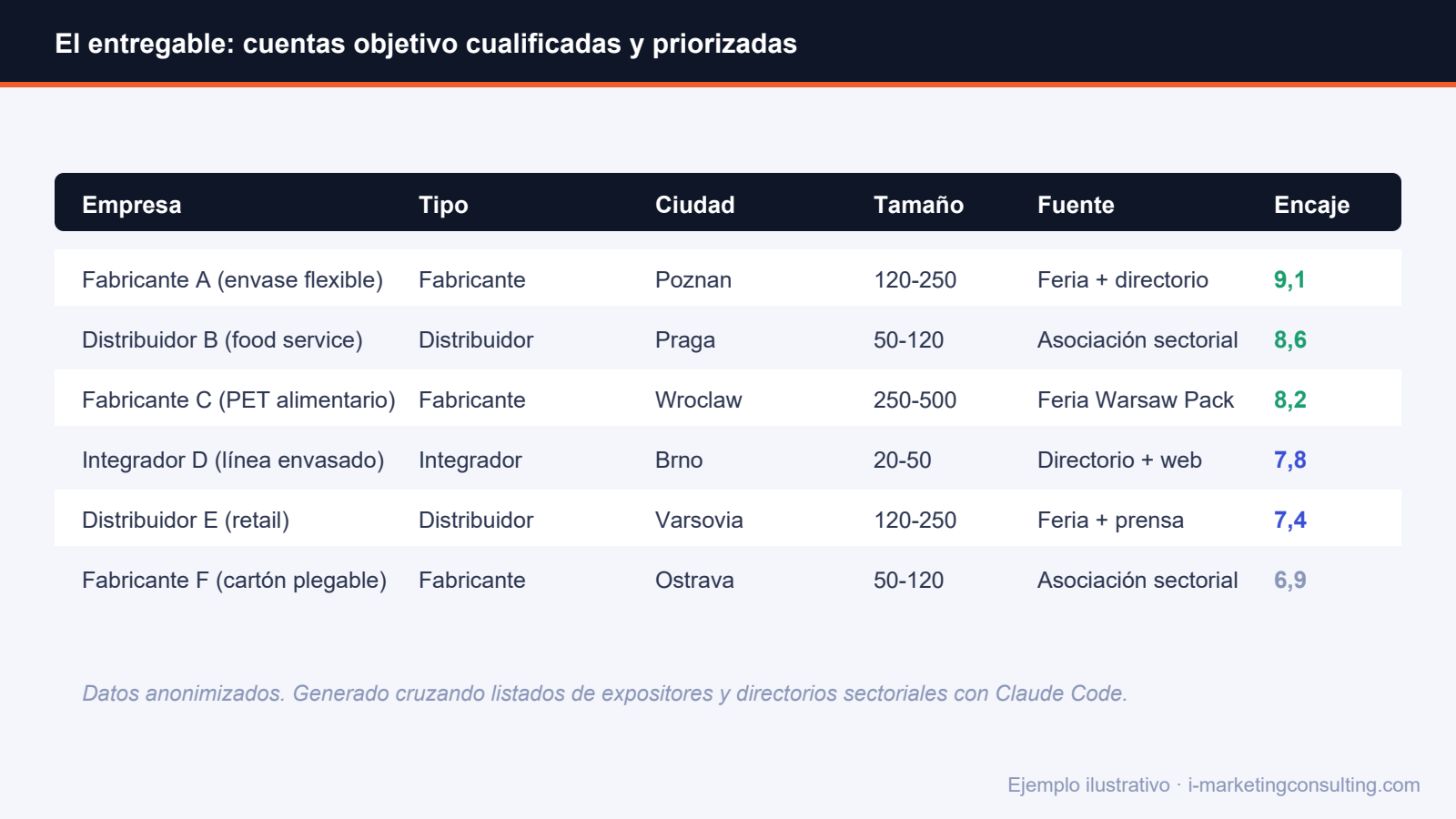 Extracte del lliurable: comptes objectiu qualificats i prioritzats